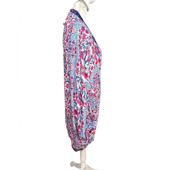 Kachel x Anthropologie Amalia Cocoon Kimono Pink Blue Floral One Size Bohemian - Picture 3 of 5